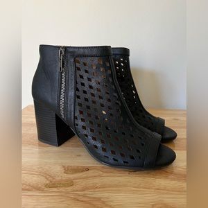 Black open toe booties